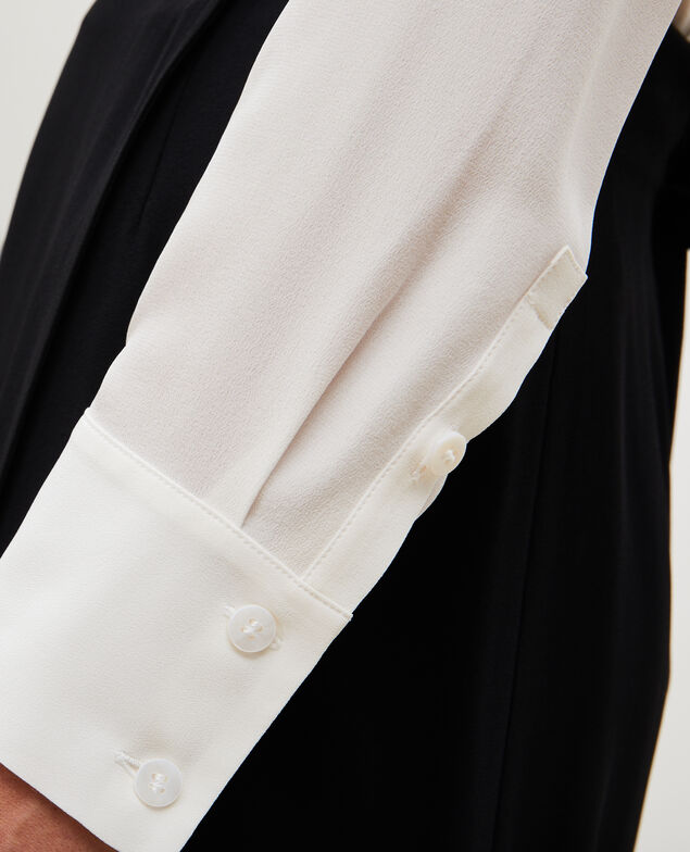 Loose long-sleeve silk shirt Jet stream