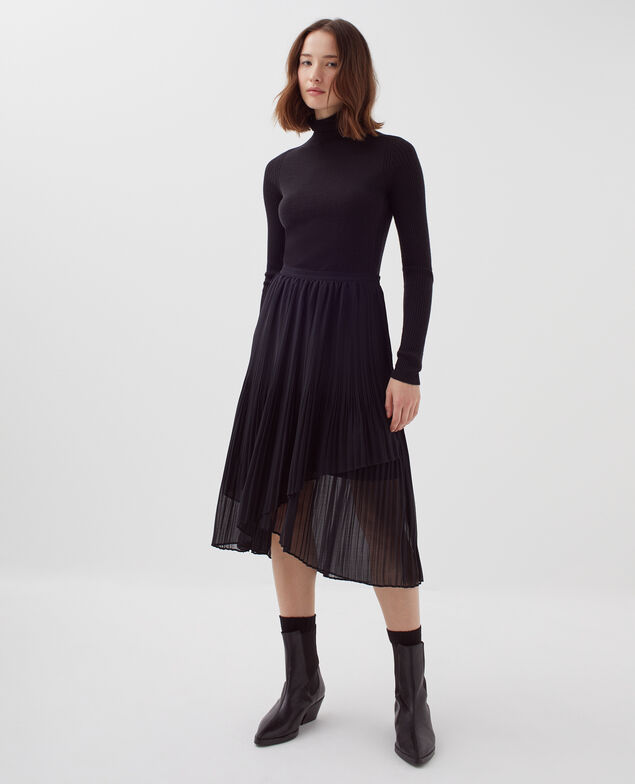 Pleated midi skirt H091 black beauty