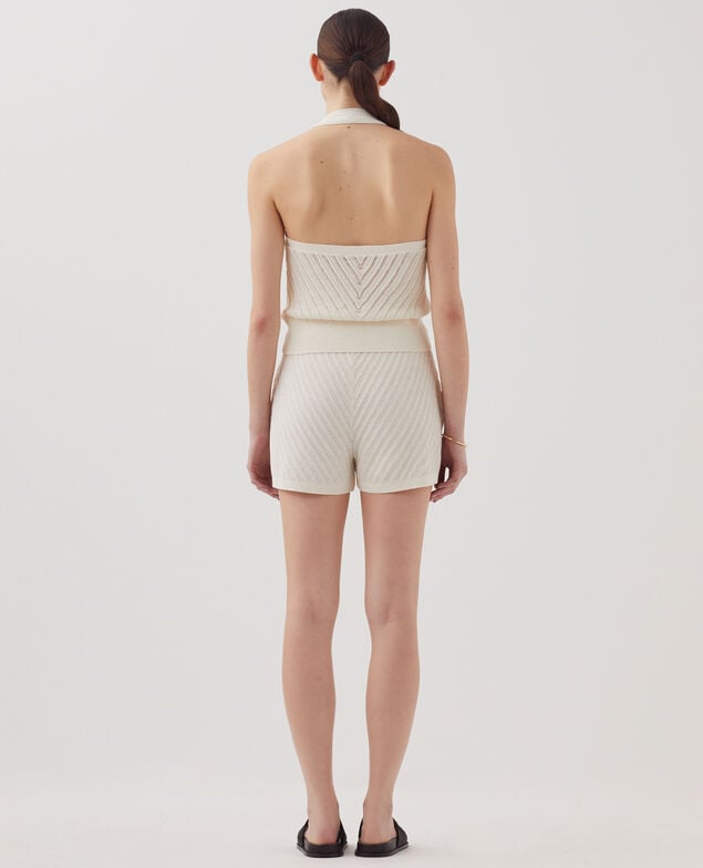 Textured knit shorts H011 eggnog