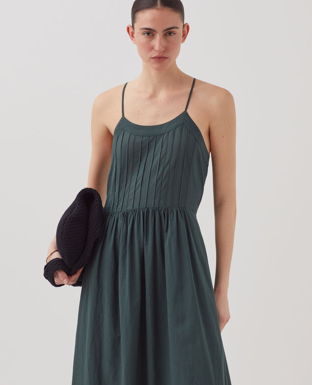 Cotton voile strappy maxi dress J590 spruce green