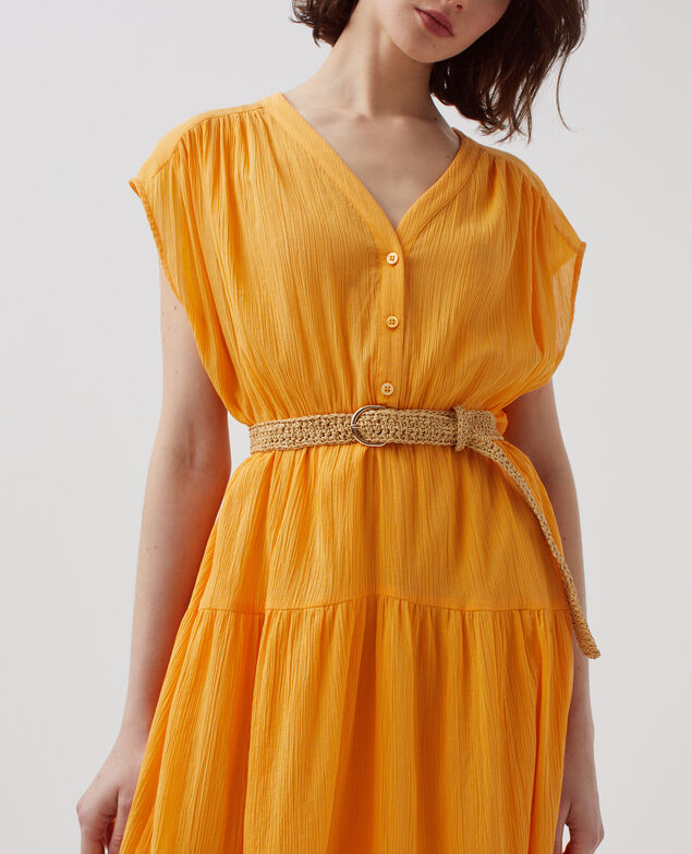 Pleated cotton maxi dress H450 artisan's gold