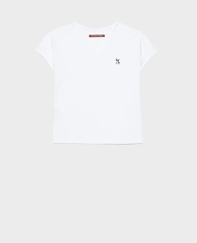 Organic cotton V-neck t-shirt Optical white