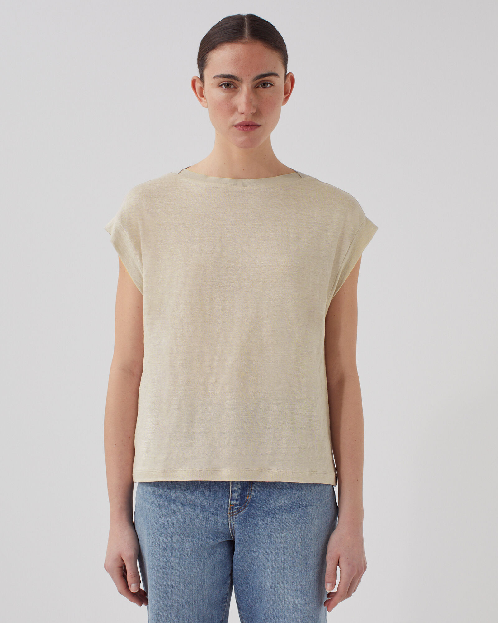 ◇KHAKIPOINT◇ Ribbed Button Tshirt ivory ESGina Boxy Shirt GOTS - Nacreous Clouds – esmestudios.com