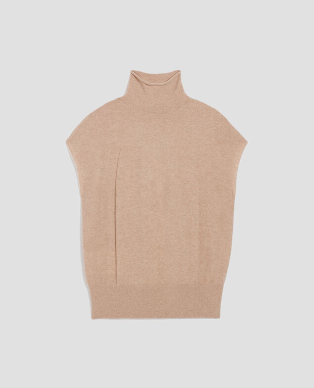 Sleeveless cashmere jumper I320 savannah tan