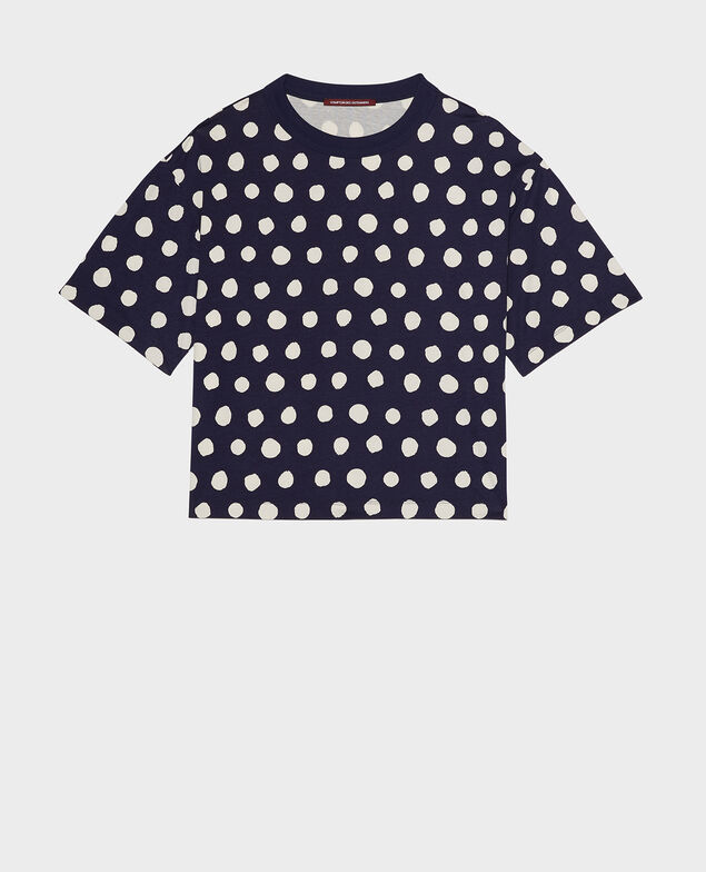 Boxy cotton t-shirt Dots maritime blue