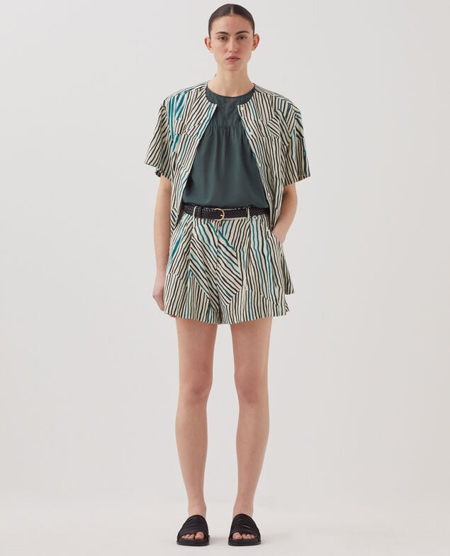 Flowing zebra printed shorts J014 big zebra ecru