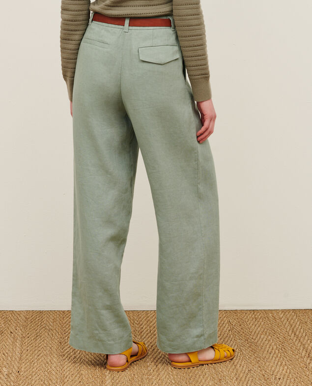 YVONNE - Wide linen trousers 07 gray