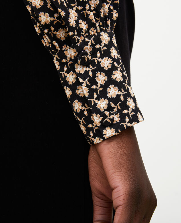 Long-sleeve floral print blouse Print fleurettes black latte