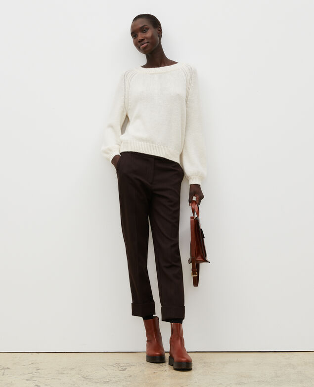 Loose boatneck wool jumper Jet stream
