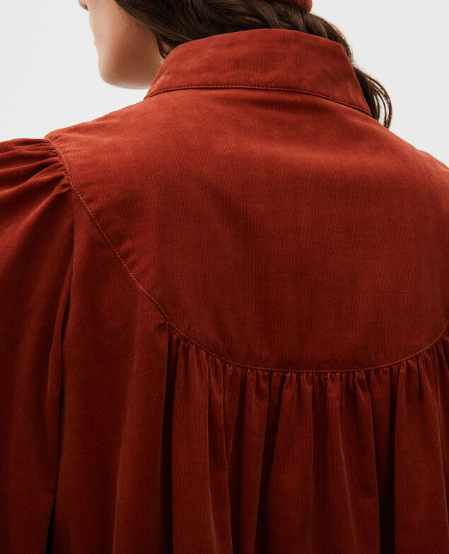 Corduroy yoke smock dress  Brandy brown