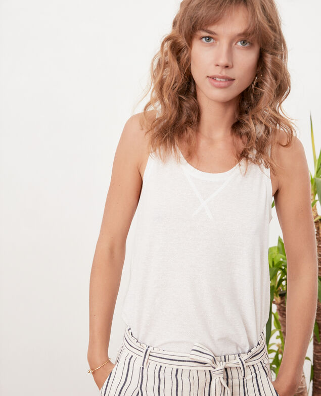 Shimmering linen blend vest Off white