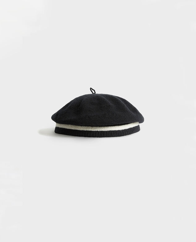 Cashmere beret Stripe black jetstream