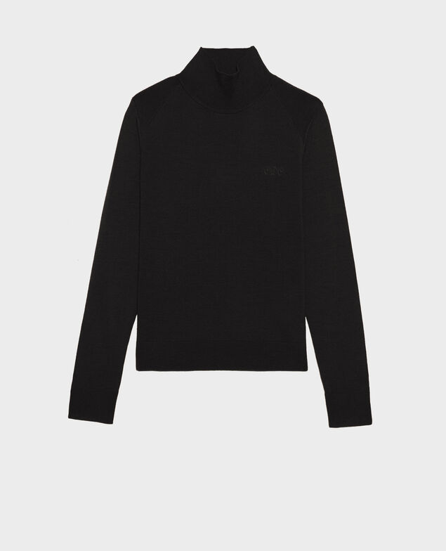 Turtleneck merino wool jumper Black beauty