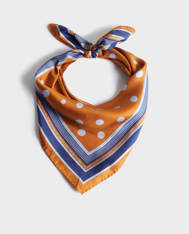 Polka dot square silk foulard Pumpkin spice