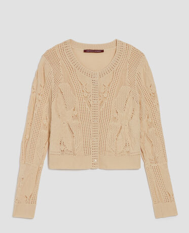 Crochet cotton cardigan J300 natural