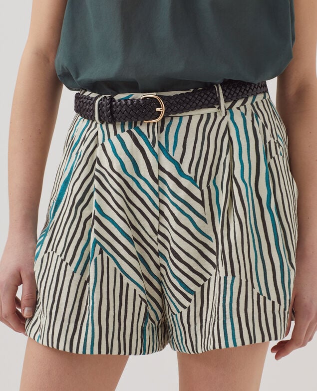 Flowing zebra printed shorts J014 big zebra ecru