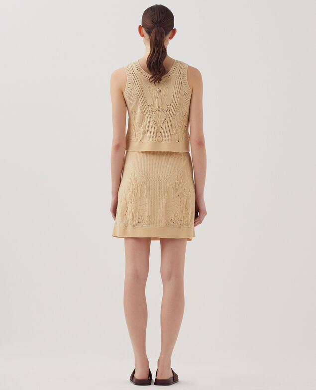Floral crochet mini skirt J300 natural