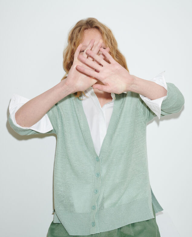 Linen cardigan 50 green