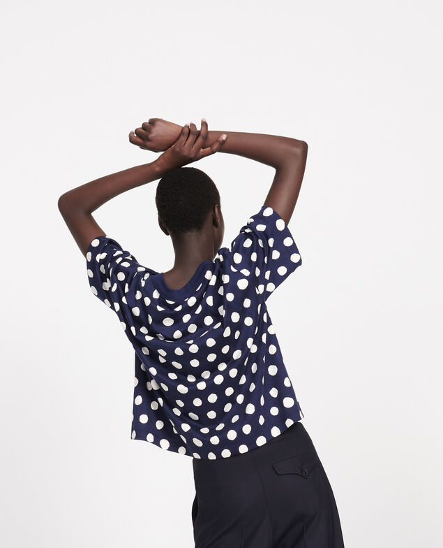 Boxy cotton t-shirt Dots maritime blue