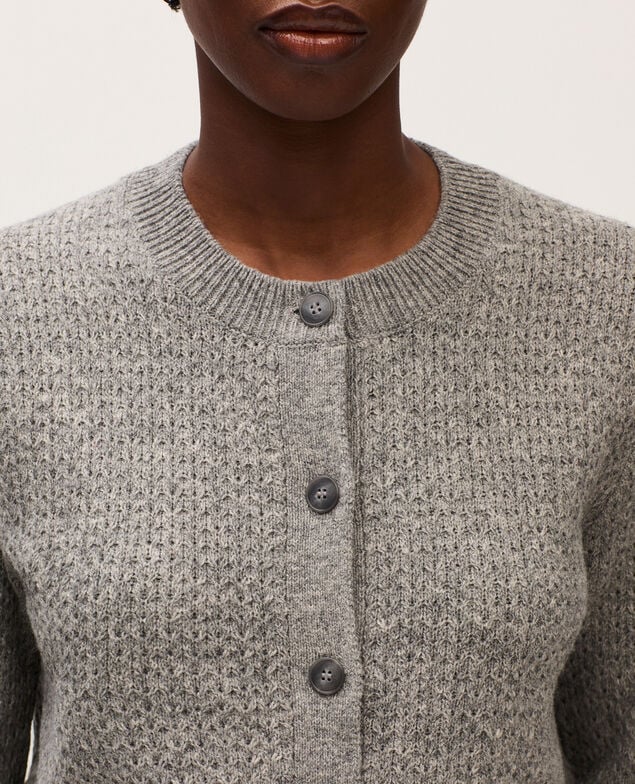 Round neck cardigan  U020 light gray