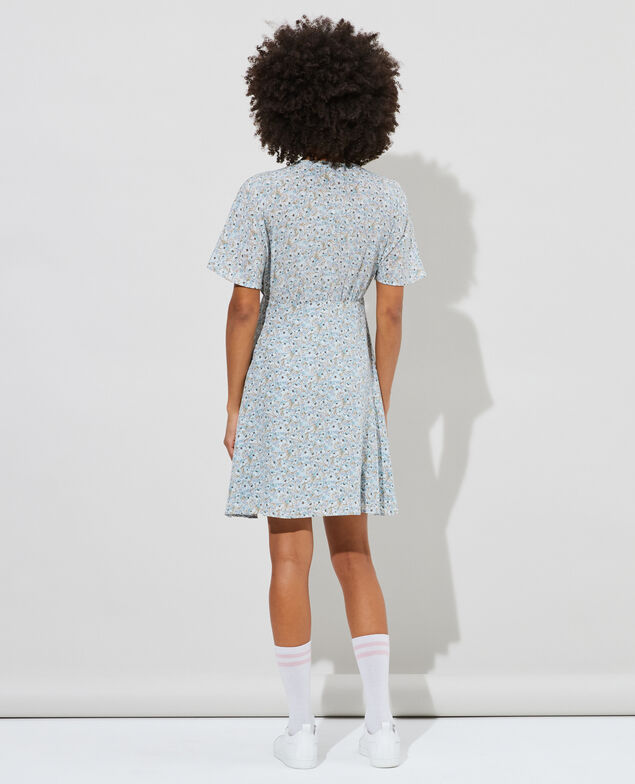 Silk mini dress Art deco blue