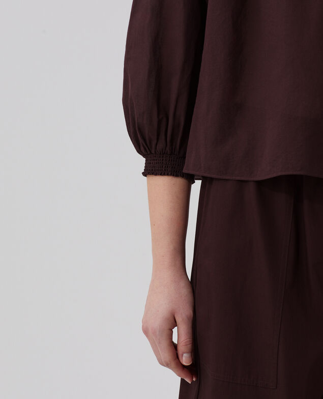 Cotton voile blouse J790 chocolate plum