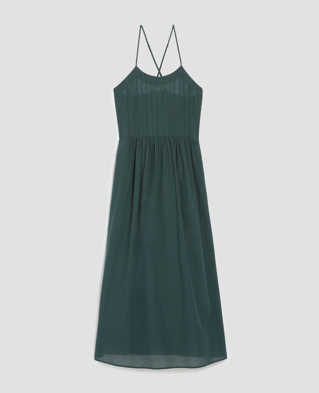 Cotton voile strappy maxi dress J590 spruce green