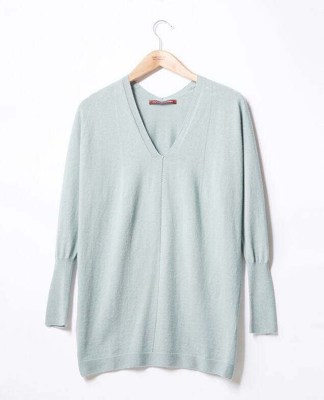 Oversize cotton and cashmere jumper Silver green