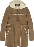 Peau lainée style duffle coat à capuche amovible