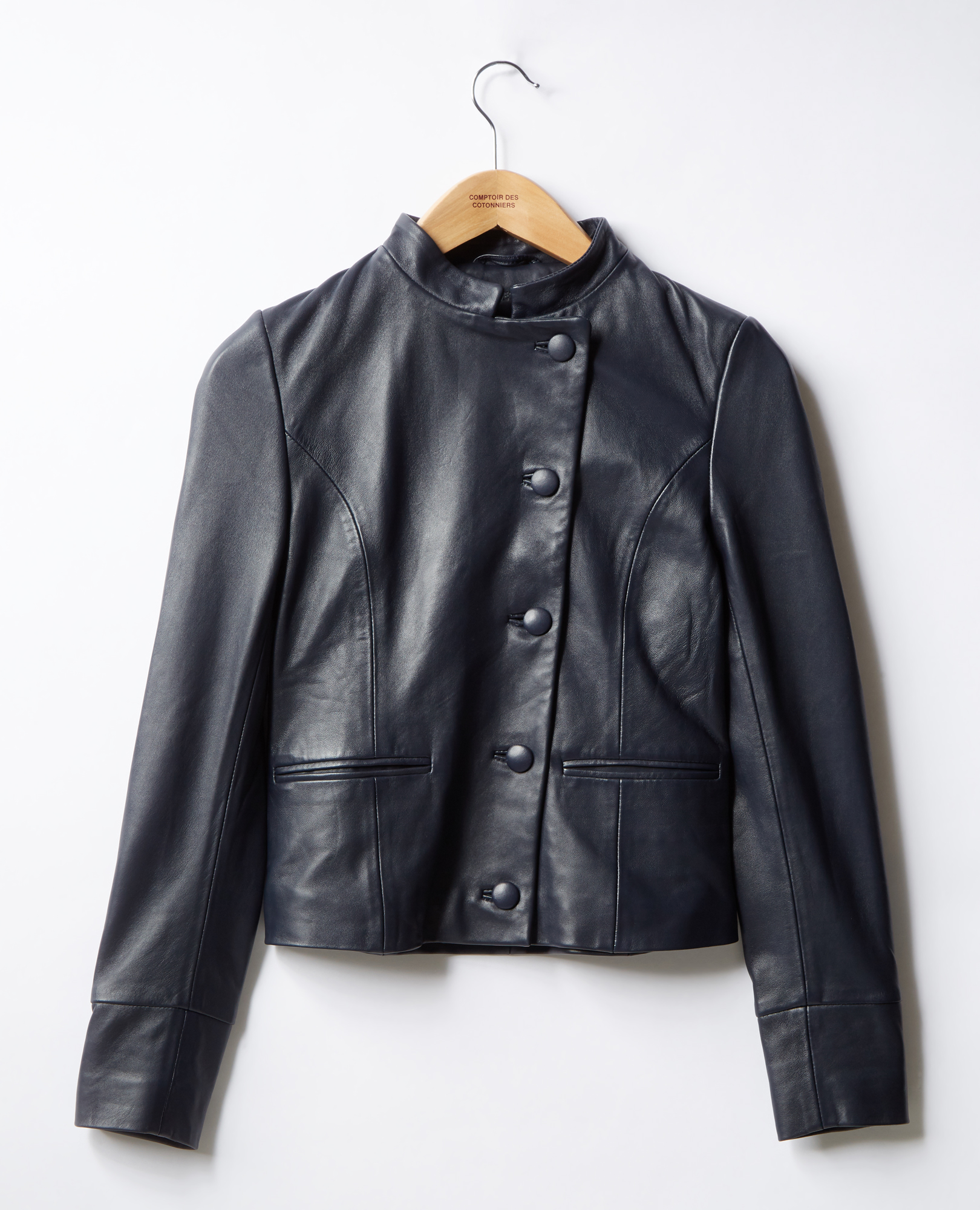 Leather jacket navy - Comptoir des Cotonniers