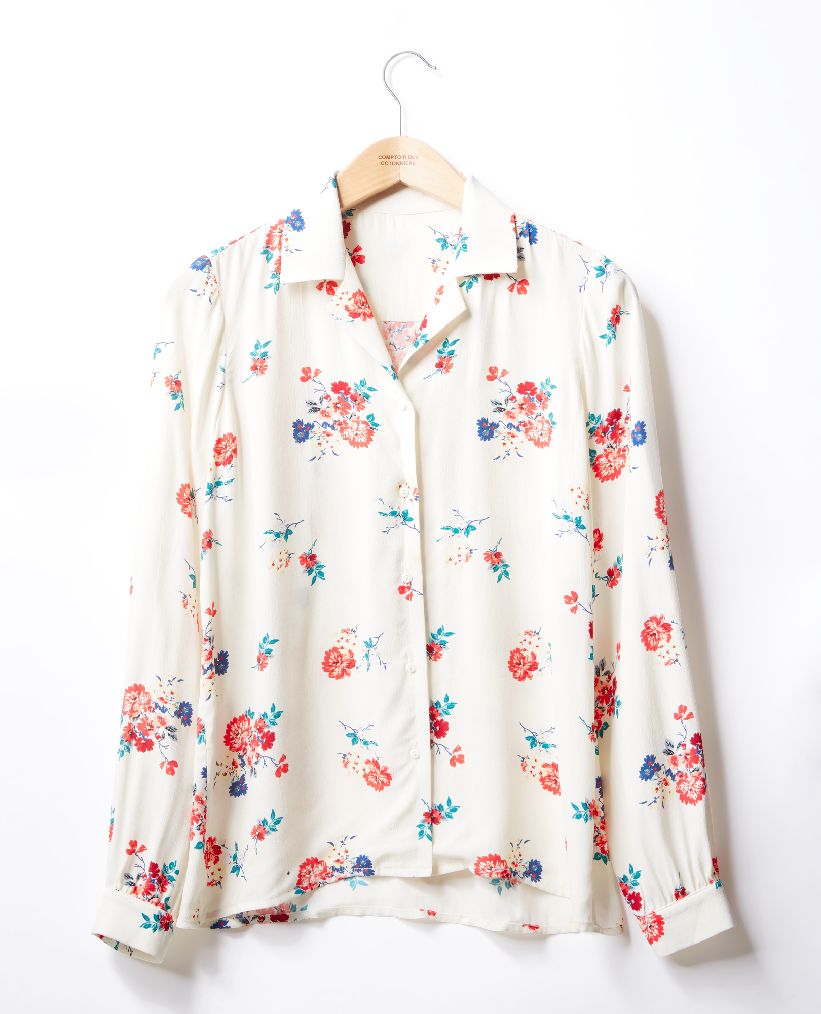 Shirt with pyjama-style collar white - Comptoir des Cotonniers