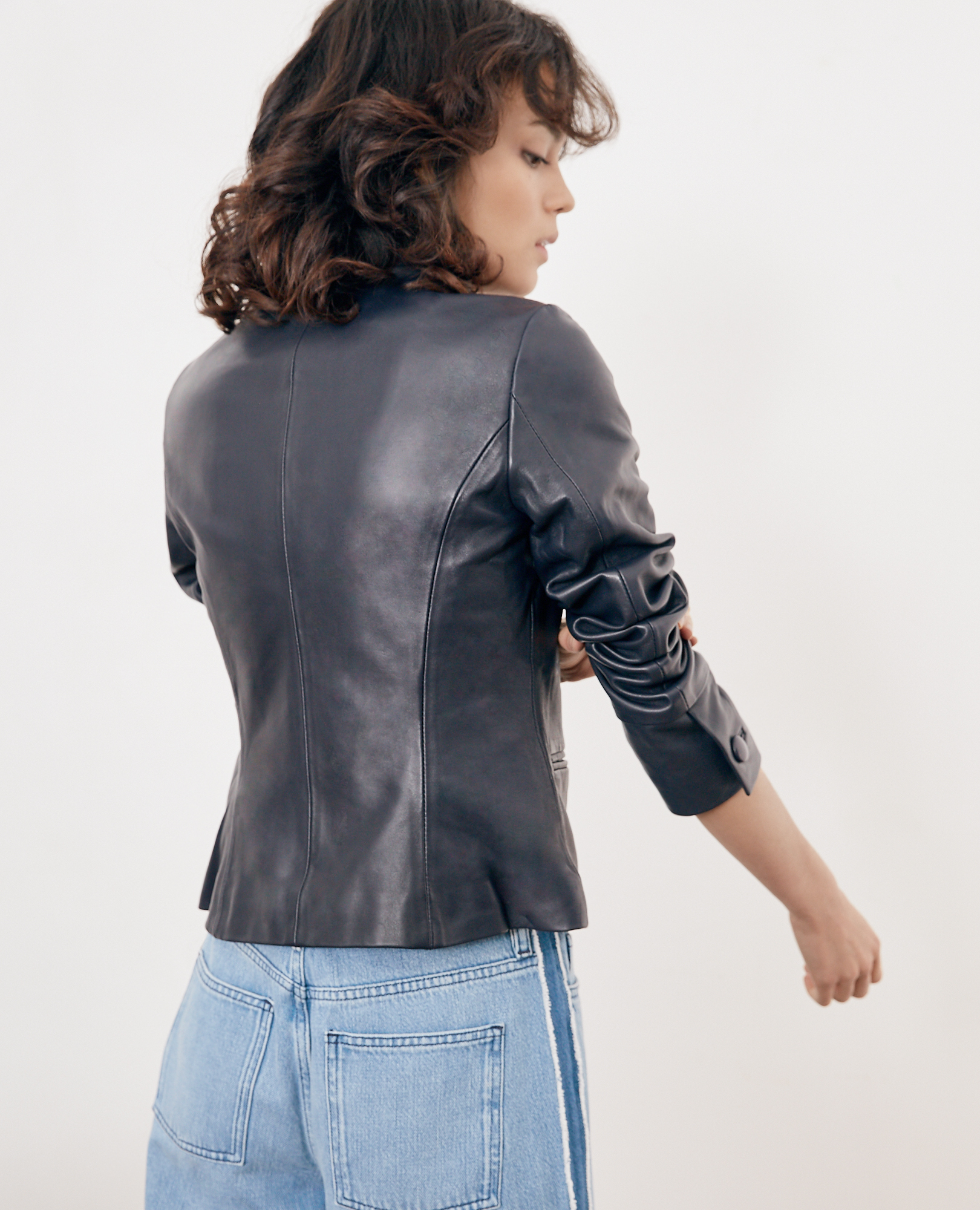 新品 COMPTOIR DES COTONNIERS ジャケット Leather jacket navy - Comptoir des Cotonniers