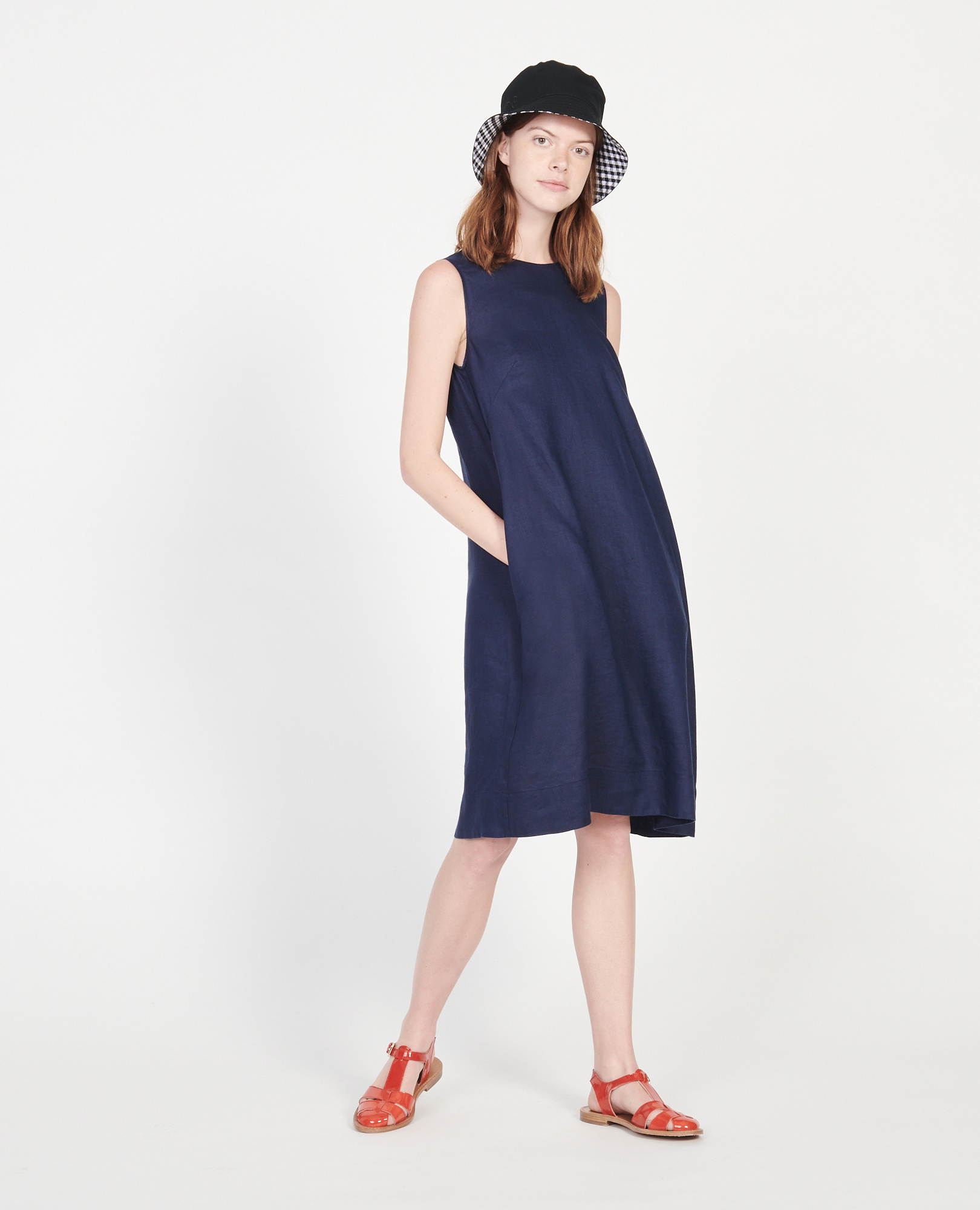 cobalt blue linen dress