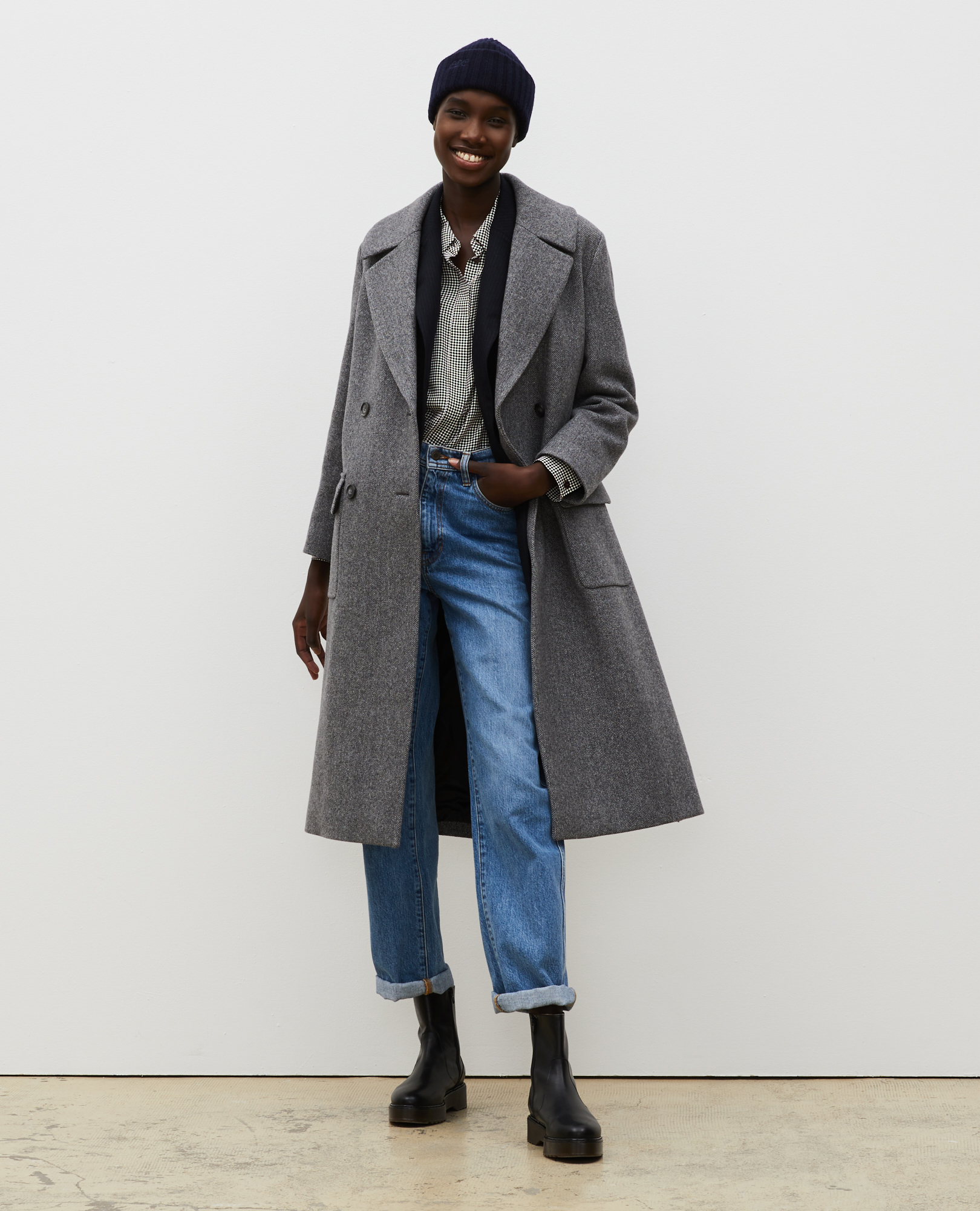 じろうMASU MELANGE TWEED COLLAR COAT じろうMASU MELANGE TWEED COLLAR COAT MASU（エムエーエスユー