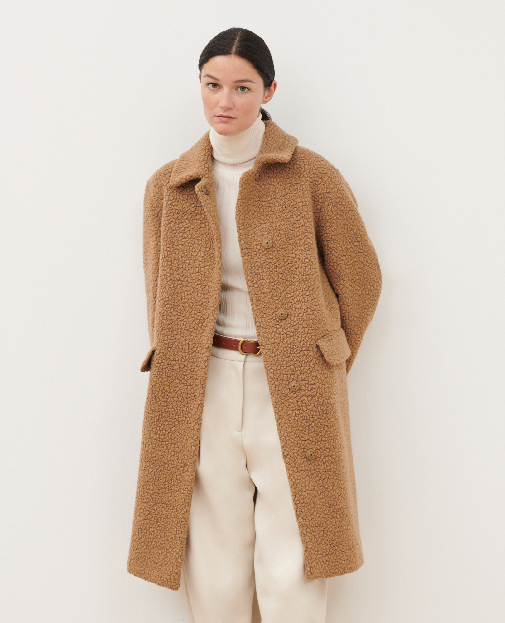 Long wool blend coat beige - Comptoir des Cotonniers