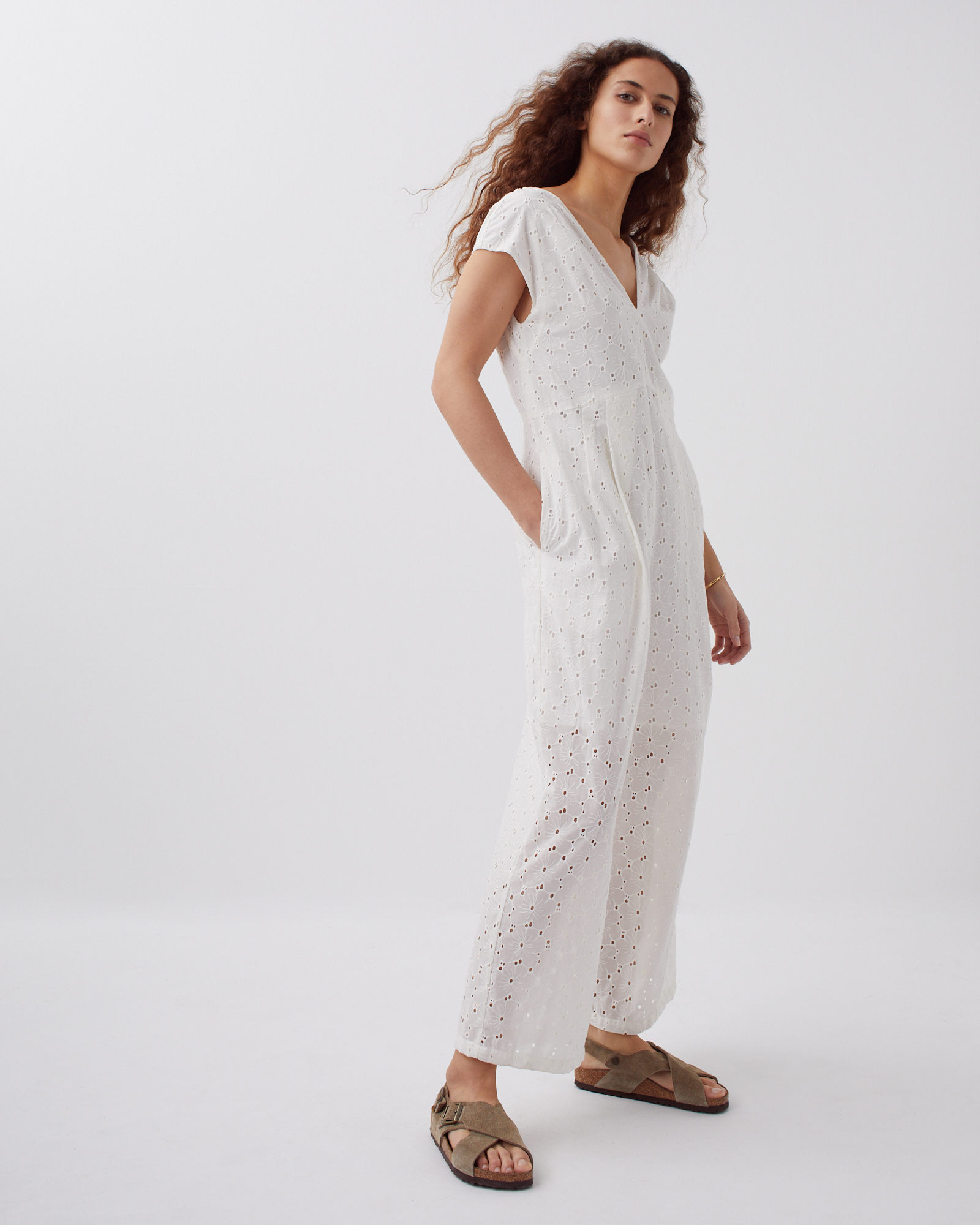 Broderie anglaise jumpsuit white