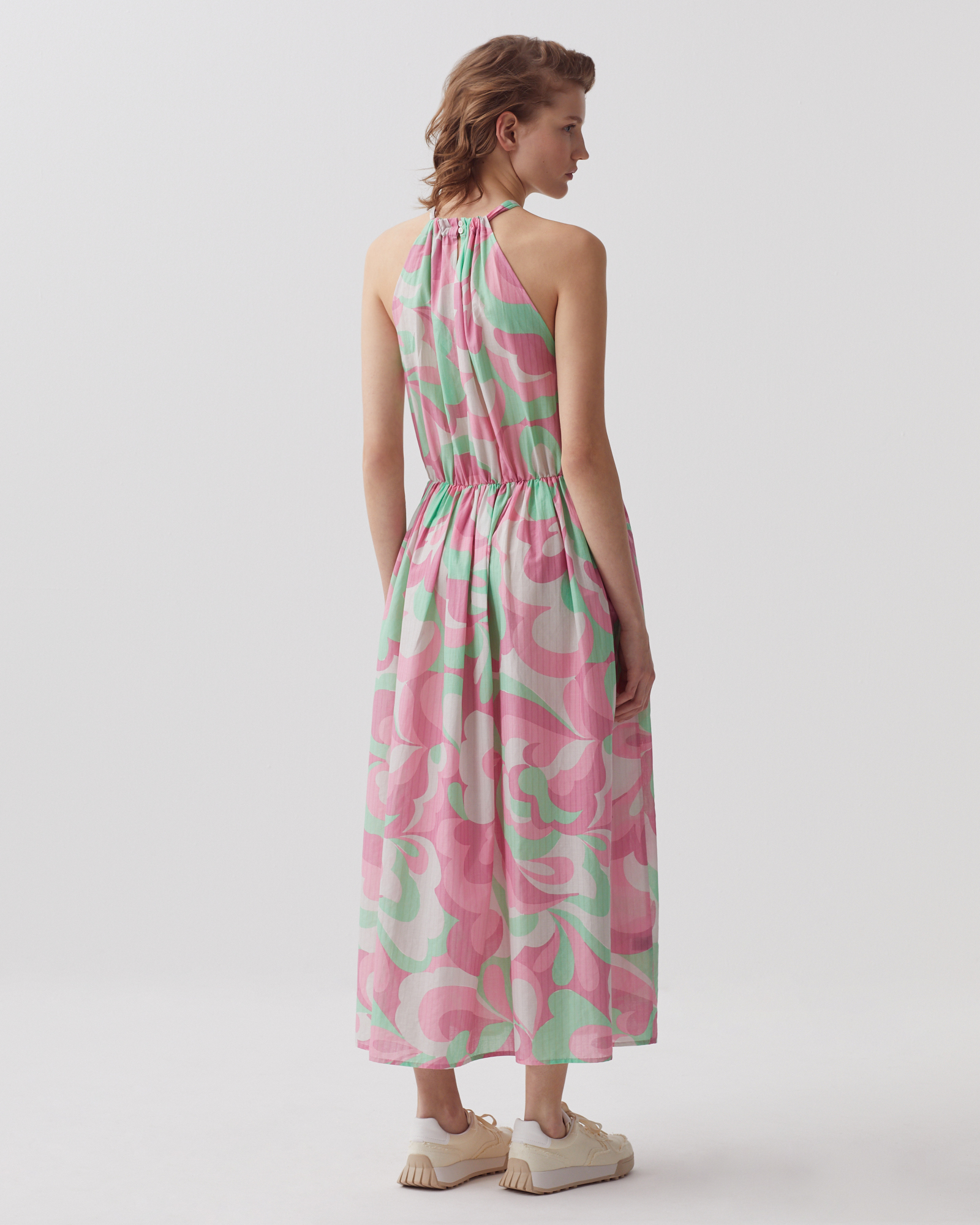 Halter neck maxi dress anemone pink - Comptoir des Cotonniers