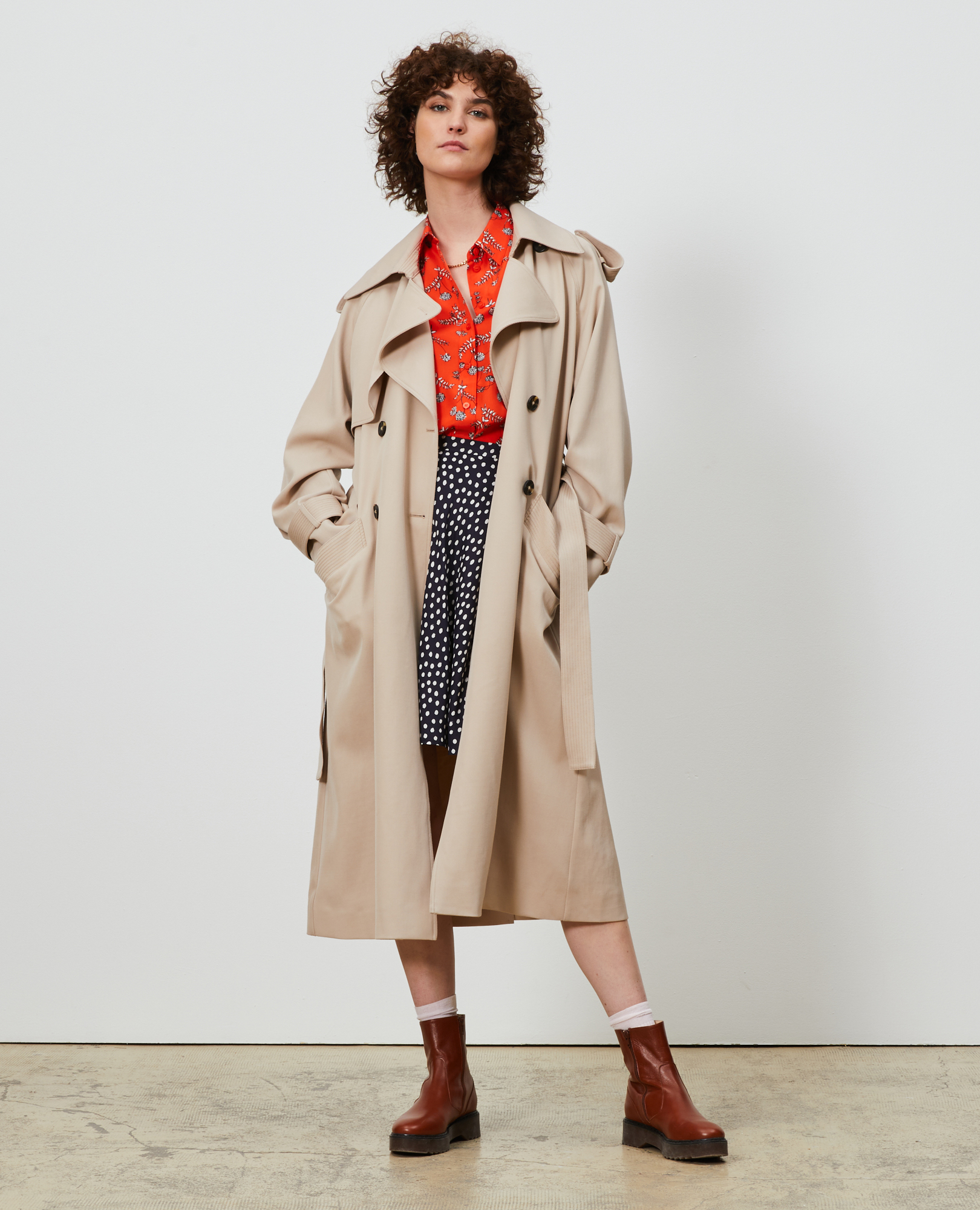 Oversize soft wool trench oxford tan - Comptoir des Cotonniers