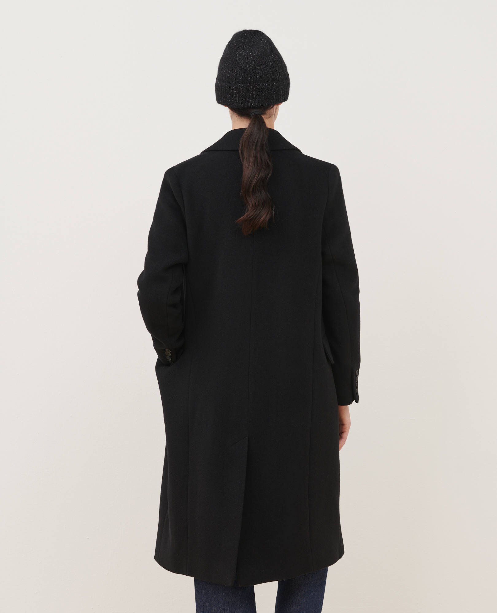 Long wool blend coat black - Comptoir des Cotonniers