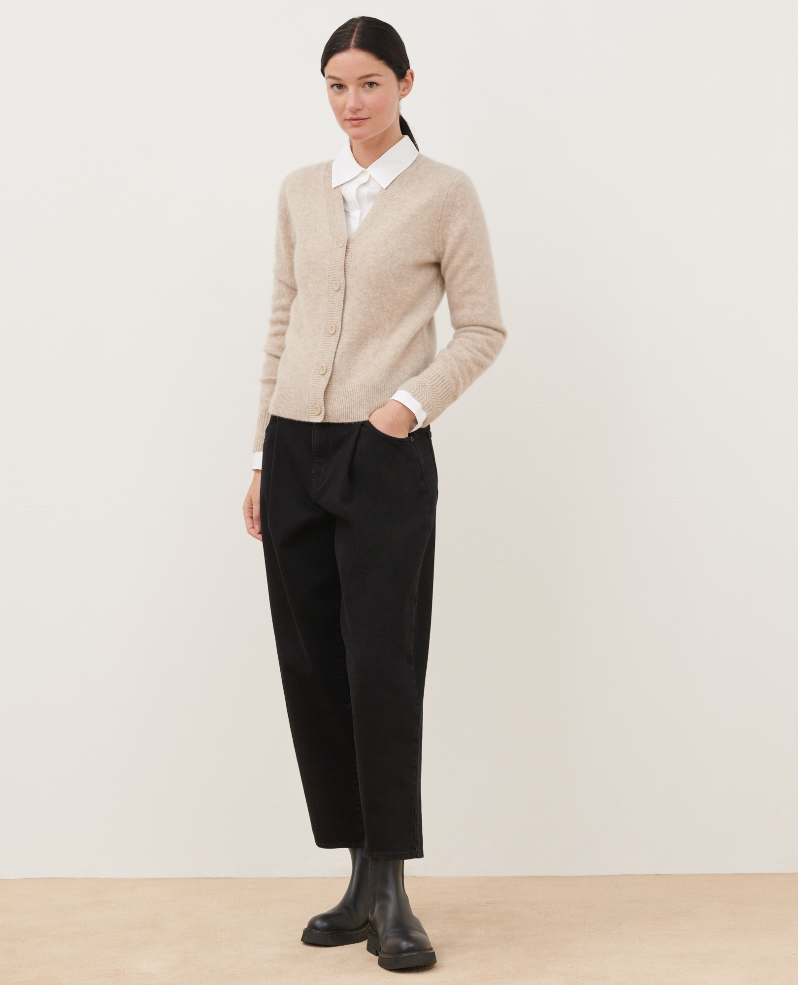 Cashmere cardigan lightgray - Comptoir des Cotonniers