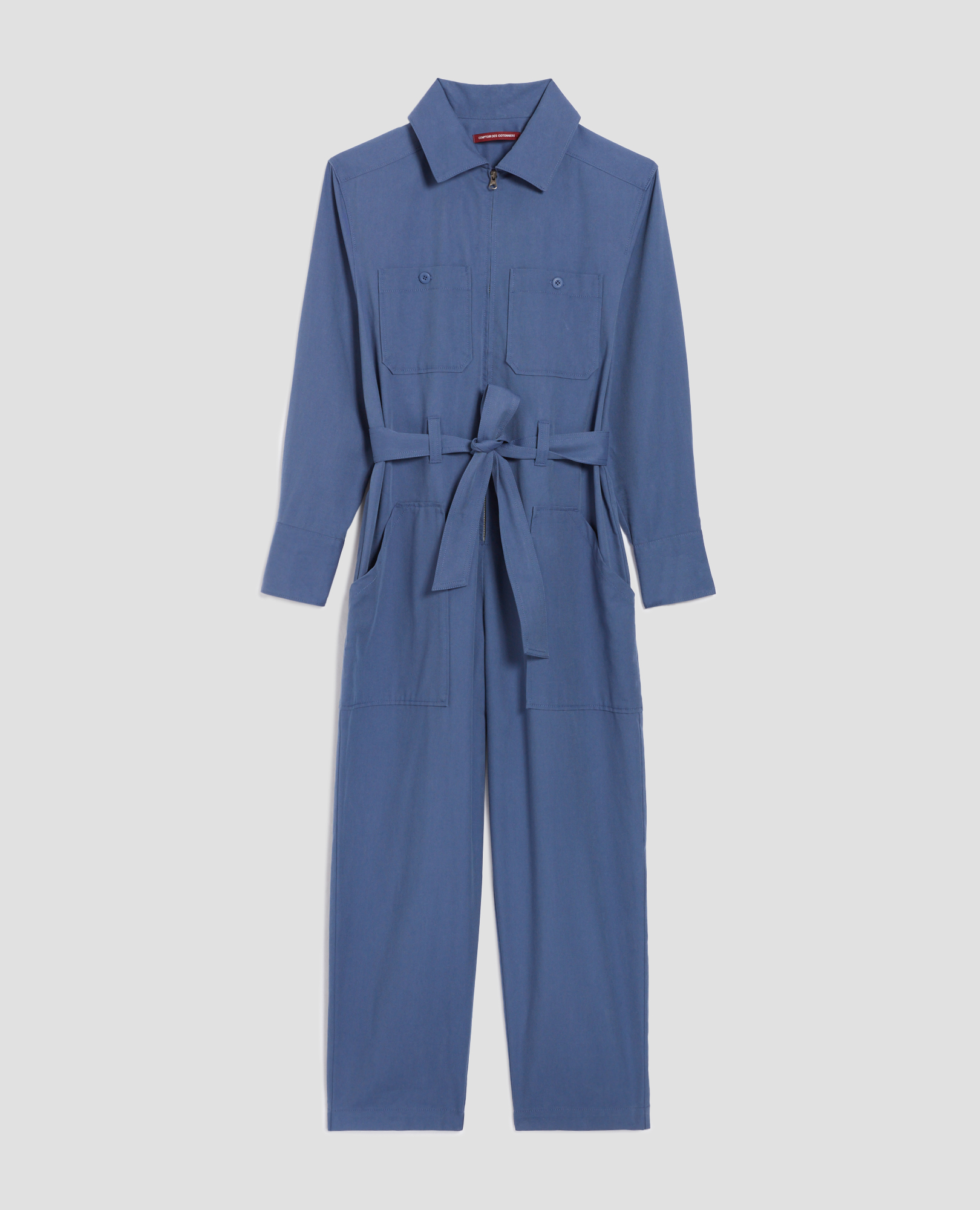 Zip-up cargo jumpsuit gray blue - Comptoir des Cotonniers