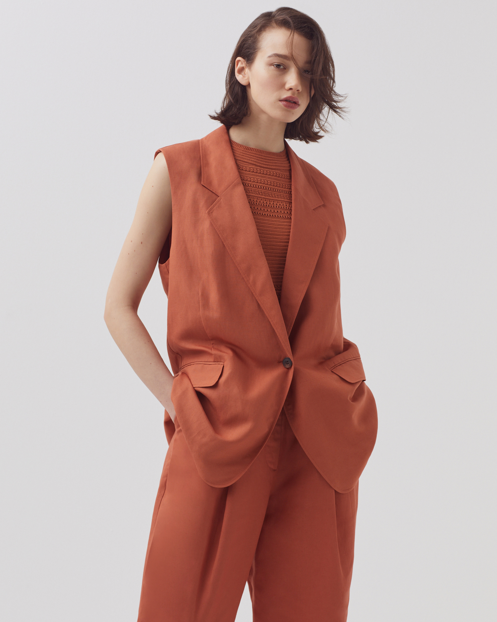 トップス mpen DB EASY BLAZER SLEEVELESS JACKET mpen DB EASY BLAZER SLEEVELESS JACKET
